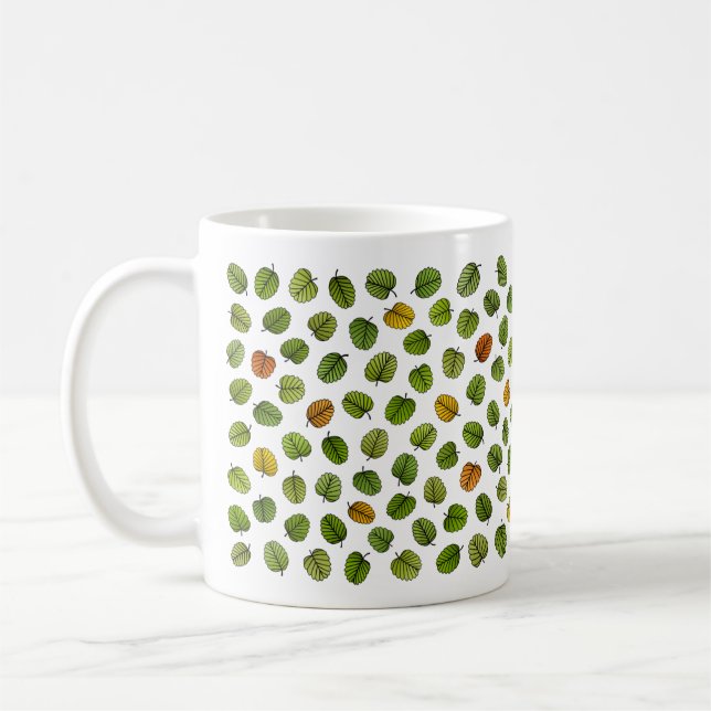 Caneca De Café Padrão Folha Verde Fagus (Esquerda)