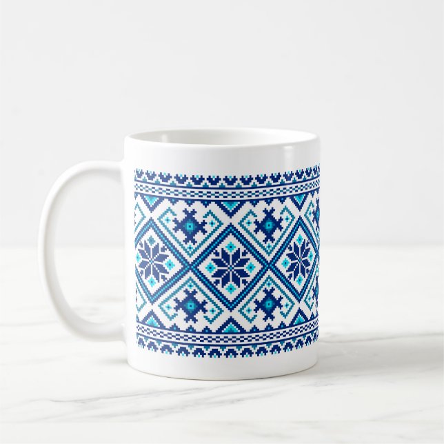 Caneca De Café Padrão foliar tradicional ucraniano de vushuvanka  (Esquerda)