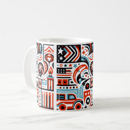 Caneca De Café Padrão Generativo de 4 de Julho