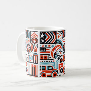 Caneca De Café Padrão Generativo de 4 de Julho