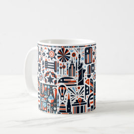 Caneca De Café Padrão Generativo de 4 de Julho
