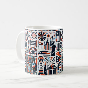 Caneca De Café Padrão Generativo de 4 de Julho