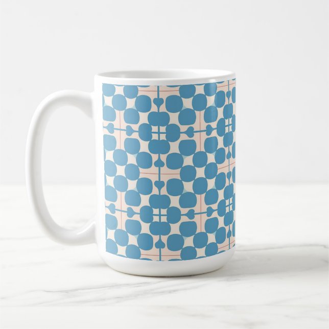 Caneca De Café Padrão Geométrico Abstrato Azul e Branco (Esquerda)
