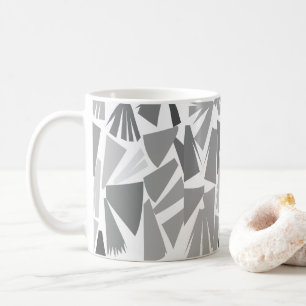 Caneca De Café Padrão Geométrico Abstrato Cinza Moderno