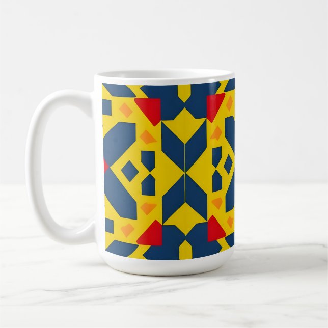 Caneca De Café Padrão Geométrico Abstrato com Cores Vibrantes (Esquerda)