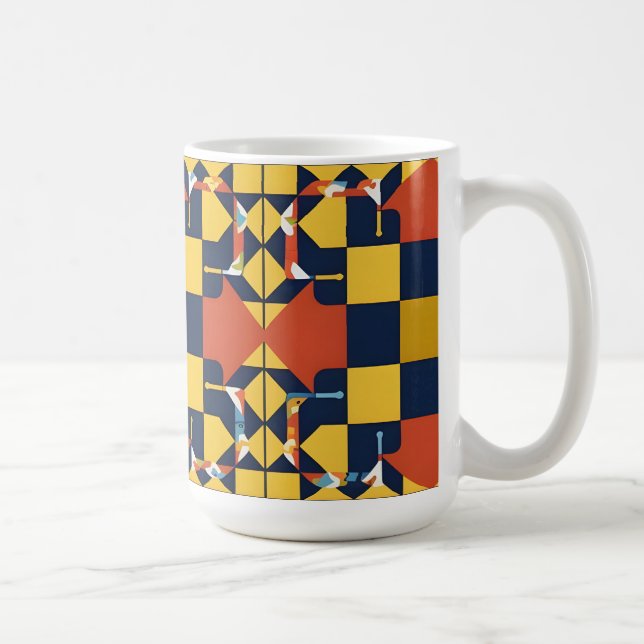 Caneca De Café Padrão Geométrico Abstrato com Setas (Direita)
