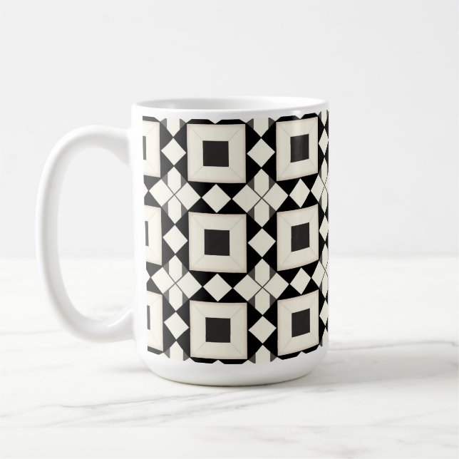 Caneca De Café Padrão Geométrico Abstrato com Tons Retrô (Esquerda)