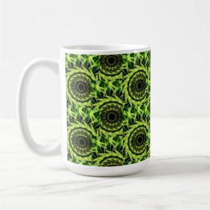 Caneca De Café Padrão Geométrico Abstrato Vórtice Hipnótico Verde