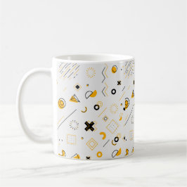 Caneca De Café Padrão Geométrico Amarelo Preto Moderno