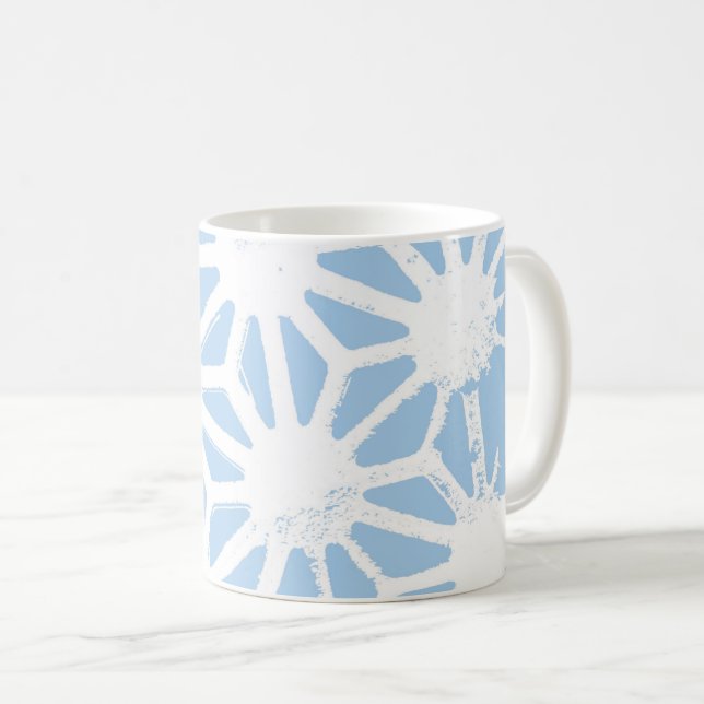 Caneca De Café Padrão geométrico azul claro (Frente Esquerda)