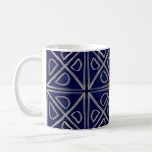 Caneca De Café Padrão Geométrico Azul Tribal Invisível. Ha Stripe