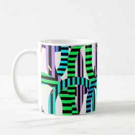 Caneca De Café Padrão Geométrico Bauhaus Colorido