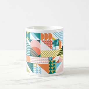 Caneca De Café Padrão Geométrico Bauhaus Scandi Mosaico