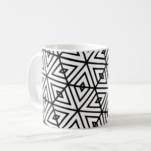 Caneca De Café Padrão Geométrico Black White Hexagon Honeycomb