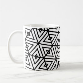Caneca De Café Padrão Geométrico Black White Hexagon Honeycomb