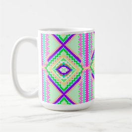 Caneca De Café Padrão Geométrico Boho Colorido