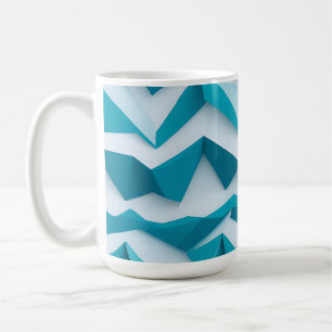 Caneca De Café Padrão Geométrico Chevron 3D Turquesa