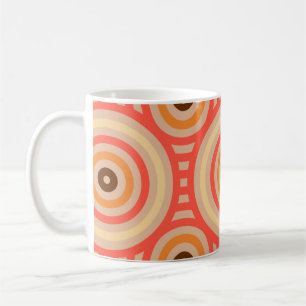 Caneca De Café Padrão Geométrico Circular Retroativo dos anos 70.