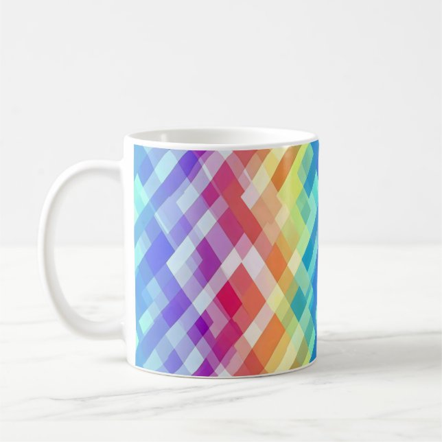 Caneca De Café Padrão Geométrico Colorido Arco-Íris (Esquerda)