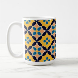 Caneca De Café Padrão Geométrico Colorido com Design de Azulejo R
