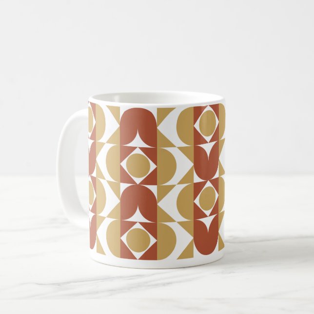 Caneca De Café padrão geométrico colorido estilo estético boho (Frente Esquerda)