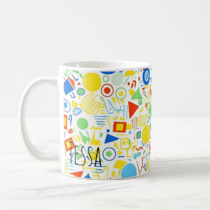 Caneca De Café Padrão Geométrico Colorido Retro dos Anos 90 no Es