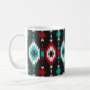 Caneca De Café Padrão geométrico colorido sem costura tribal. Étn