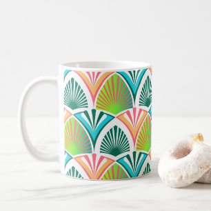 Caneca De Café Padrão geométrico com palmeiras e flores
