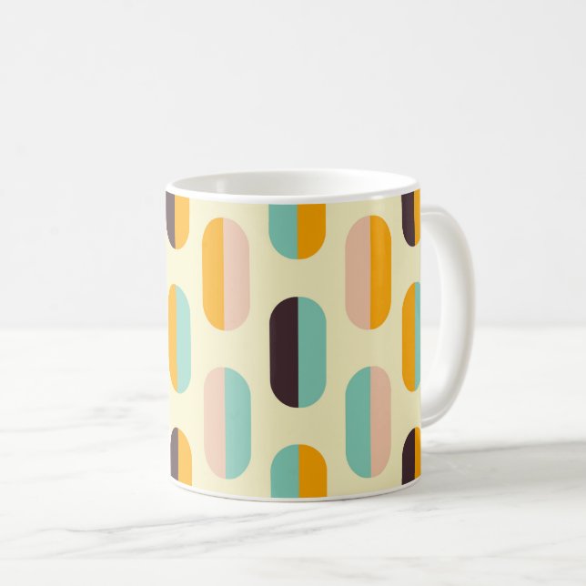 Caneca De Café Padrão geométrico contínuo em vibrações retrô (Frente Esquerda)