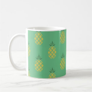 Caneca De Café Padrão Geométrico de Abacaxi no Verde