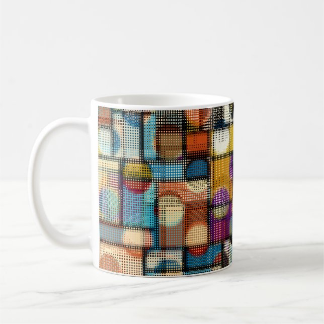 Caneca De Café Padrão geométrico de abstrato em artes de pixel co (Esquerda)