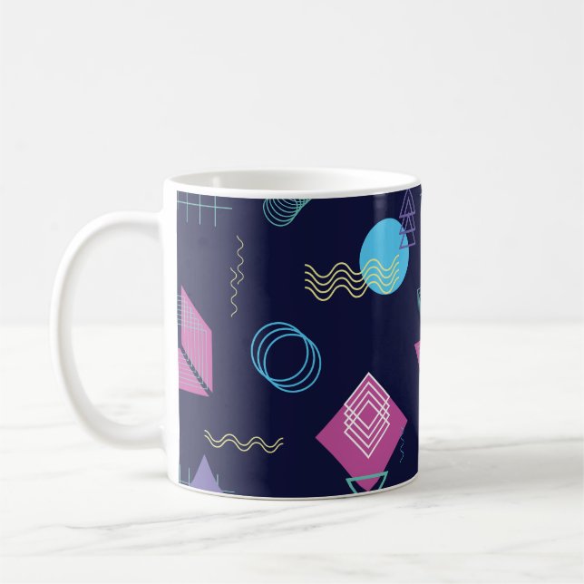 Caneca De Café padrão geométrico de abstrato, formas de linha. (Esquerda)