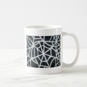 Caneca De Café Padrão Geométrico de Aranha Branca e Preta