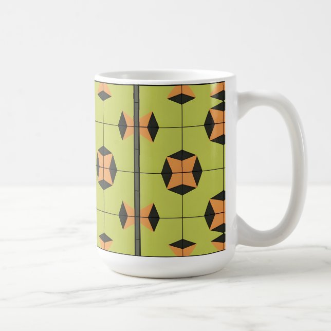 Caneca De Café Padrão Geométrico de Azulejos com Cores Vibrantes (Direita)