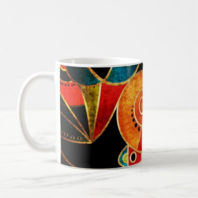 Caneca De Café Padrão Geométrico de Brilho Tribal. (Esquerda)