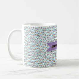 Caneca De Café Padrão Geométrico de Chevron Zigzag Mosaico Sem Co