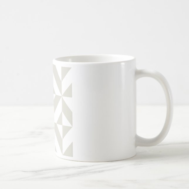 Caneca De Café Padrão Geométrico de Deco de Cinza Média (Direita)