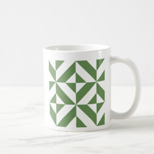 Caneca De Café Padrão Geométrico de Deco de Grama Escuro