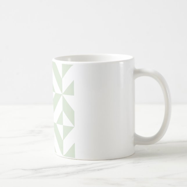 Caneca De Café Padrão Geométrico de Deco em Verde Sage (Direita)