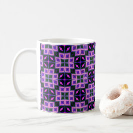 Caneca De Café Padrão Geométrico de Diamante Roxo e Rosa Vibrante