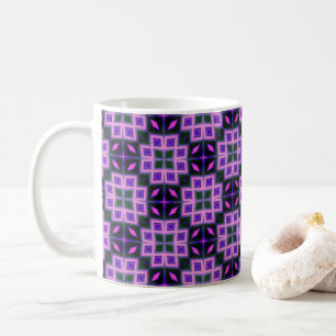 Caneca De Café Padrão Geométrico de Diamante Roxo e Rosa Vibrante