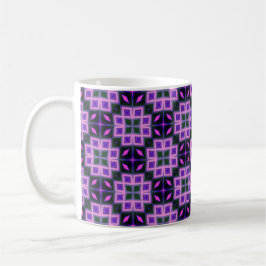 Caneca De Café Padrão Geométrico de Diamante Roxo e Rosa Vibrante