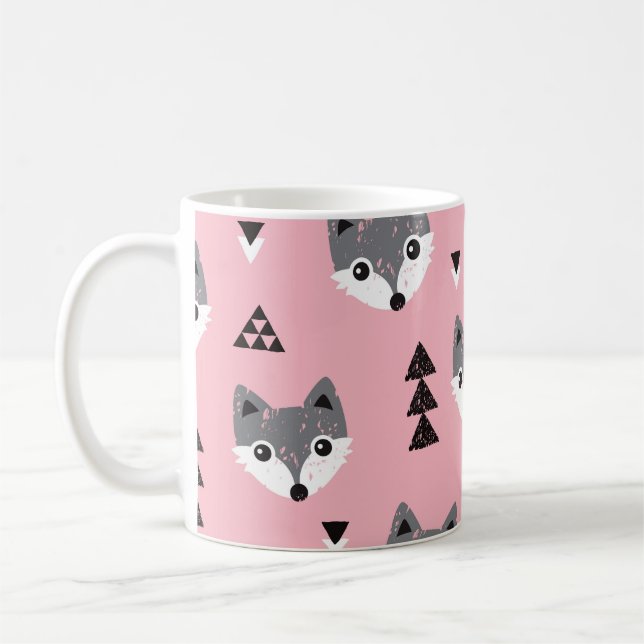 Caneca De Café Padrão Geométrico De Fox Do Bebê (Esquerda)