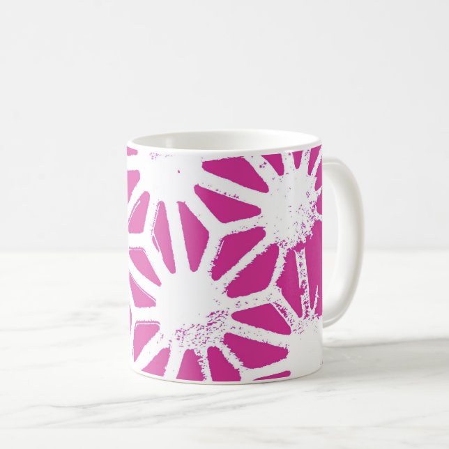Caneca De Café Padrão geométrico de Fuchsia (Frente Esquerda)