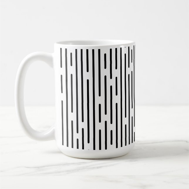 Caneca De Café Padrão Geométrico de Linha Preta (Esquerda)