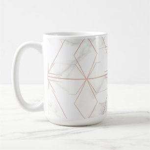Caneca De Café Padrão Geométrico de Mármore em Dourado Rosa