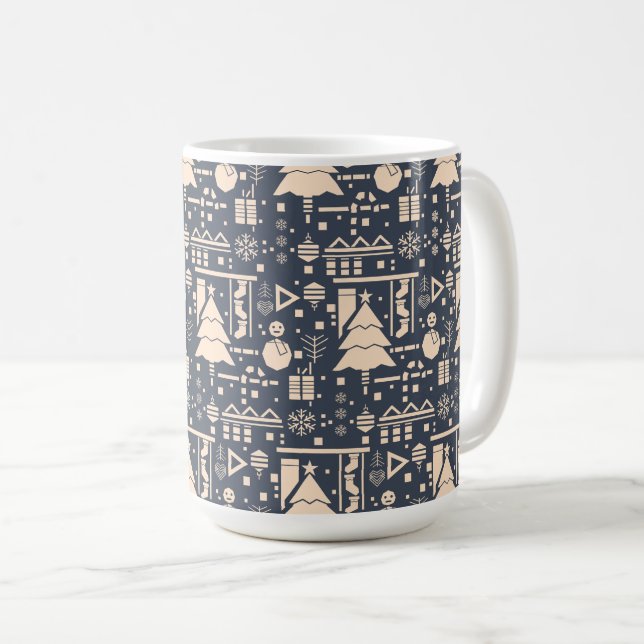 Caneca De Café Padrão geométrico de Natal (Frente Esquerda)