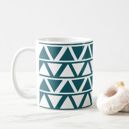 Caneca De Café Padrão Geométrico de Stripes de Triângulo Branco A