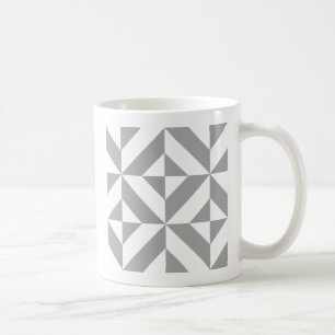 Caneca De Café Padrão Geométrico do Deco Cube da Cinza Quente