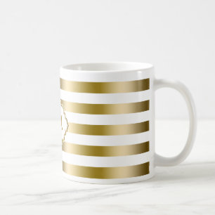 Caneca De Café Padrão Geométrico Dourado Monograma 2
